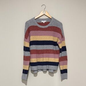 Pink Rose Gray and Multicolor Striped Sweater